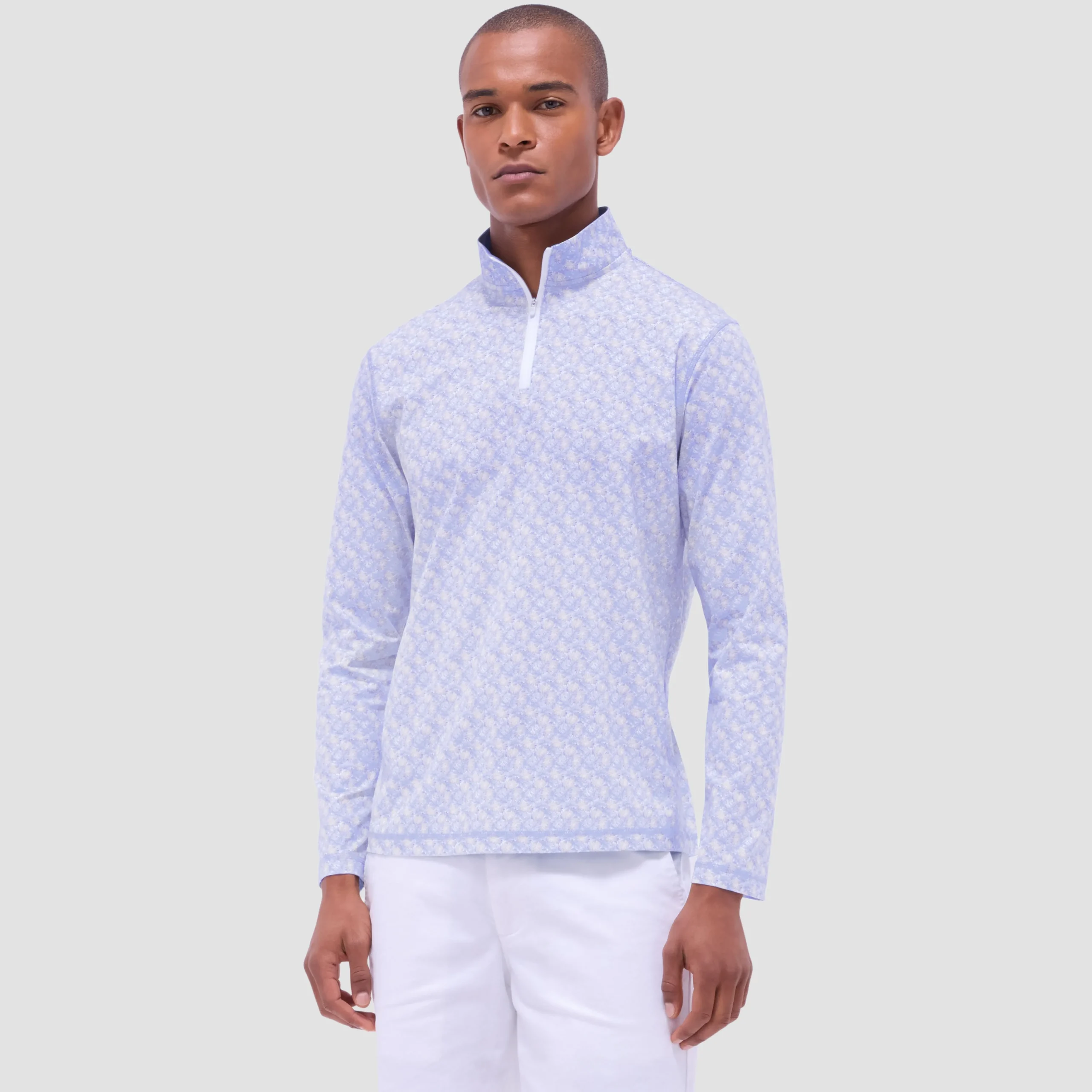 Anthony Leaf Print OoohCotton Quarter-Zip Pullover