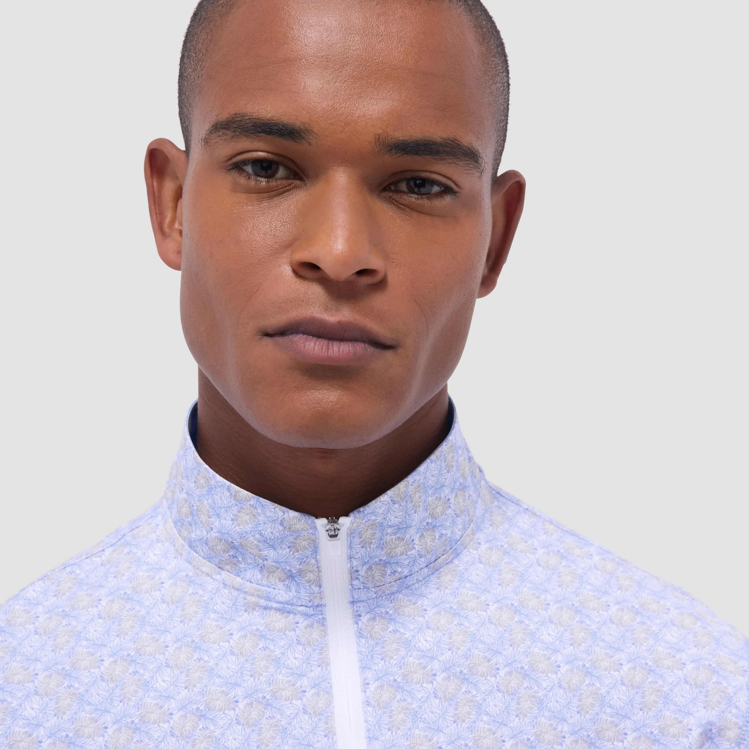 Anthony Leaf Print OoohCotton Quarter-Zip Pullover