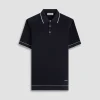 Basket Stitch Three Button Polo Sweater