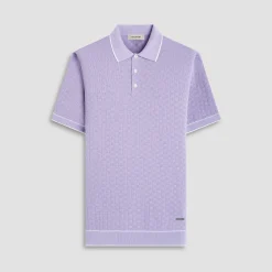Basket Stitch Three Button Polo Sweater