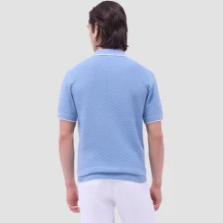 Basket Stitch Three Button Polo Sweater