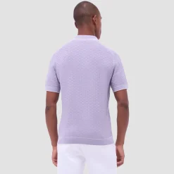 Basket Stitch Three Button Polo Sweater