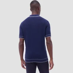 Basket Stitch Three Button Polo Sweater