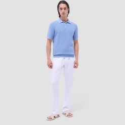 Basket Stitch Three Button Polo Sweater