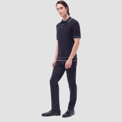 Basket Stitch Three Button Polo Sweater