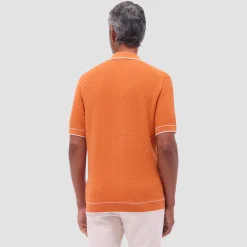Basket Stitch Three Button Polo Sweater