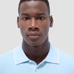 Basket Stitch Three Button Polo Sweater