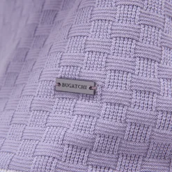 Basket Stitch Three Button Polo Sweater