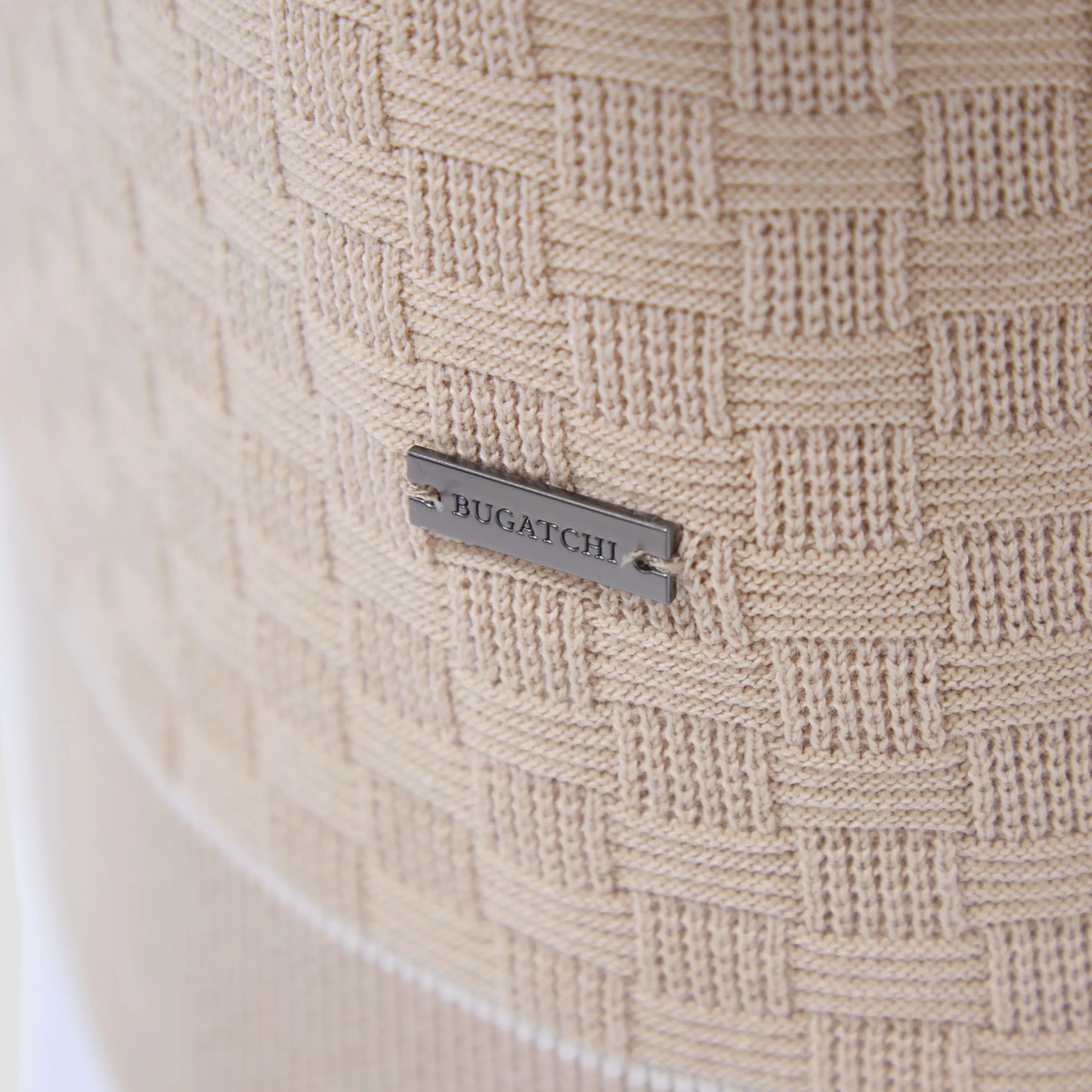 Basket Stitch Three Button Polo Sweater