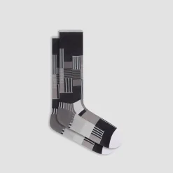 Check-Stripe Mid-Calf Socks