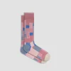 Check-Stripe Mid-Calf Socks
