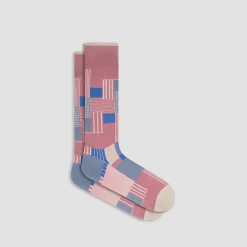 Check-Stripe Mid-Calf Socks