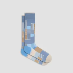 Check-Stripe Mid-Calf Socks