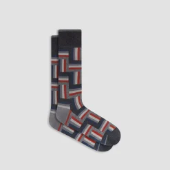 Check-Stripe Mid-Calf Socks