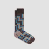 Check-Stripe Mid-Calf Socks