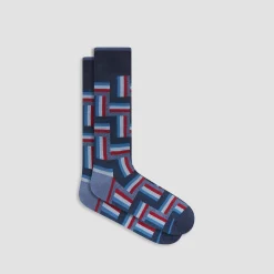 Check-Stripe Mid-Calf Socks