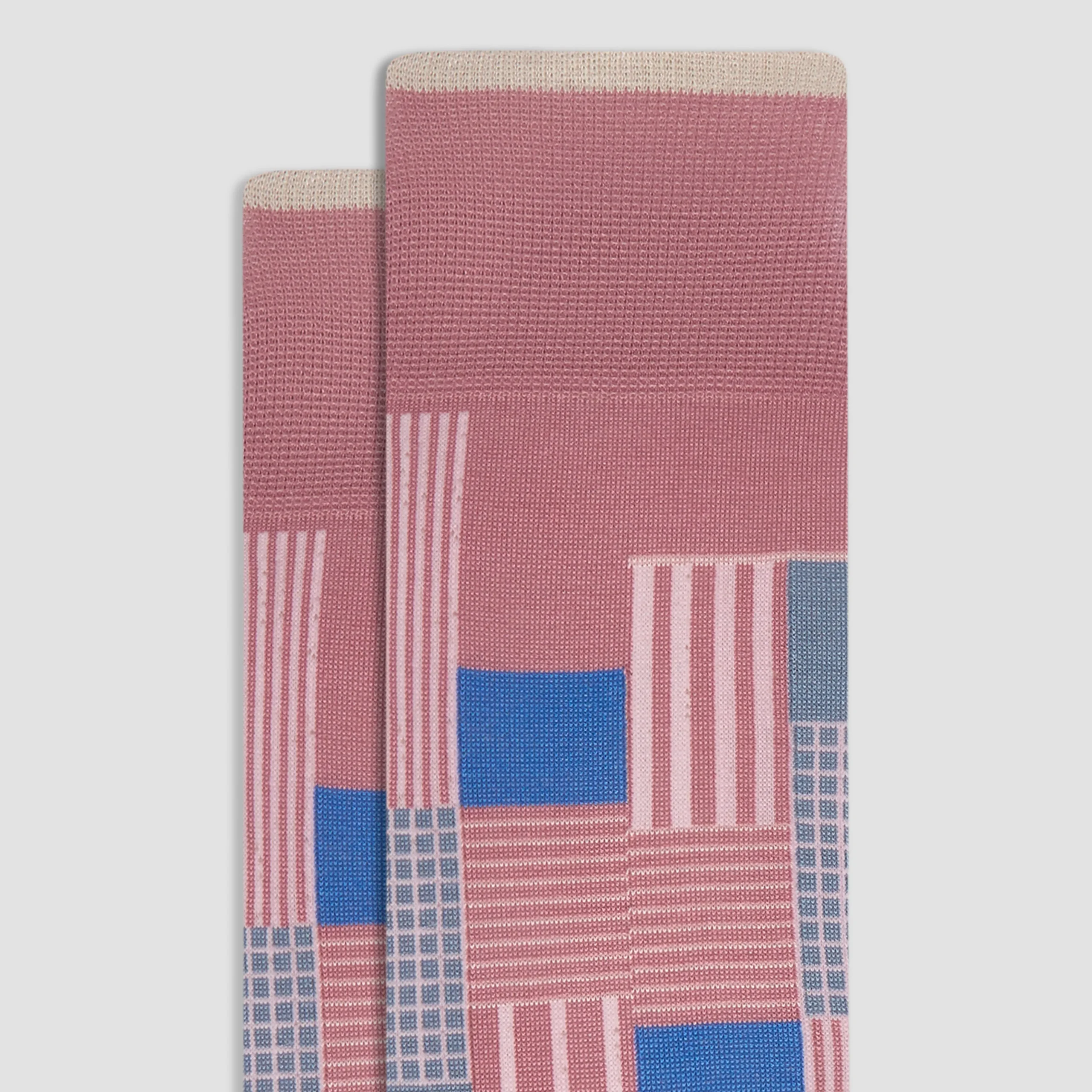 Check-Stripe Mid-Calf Socks