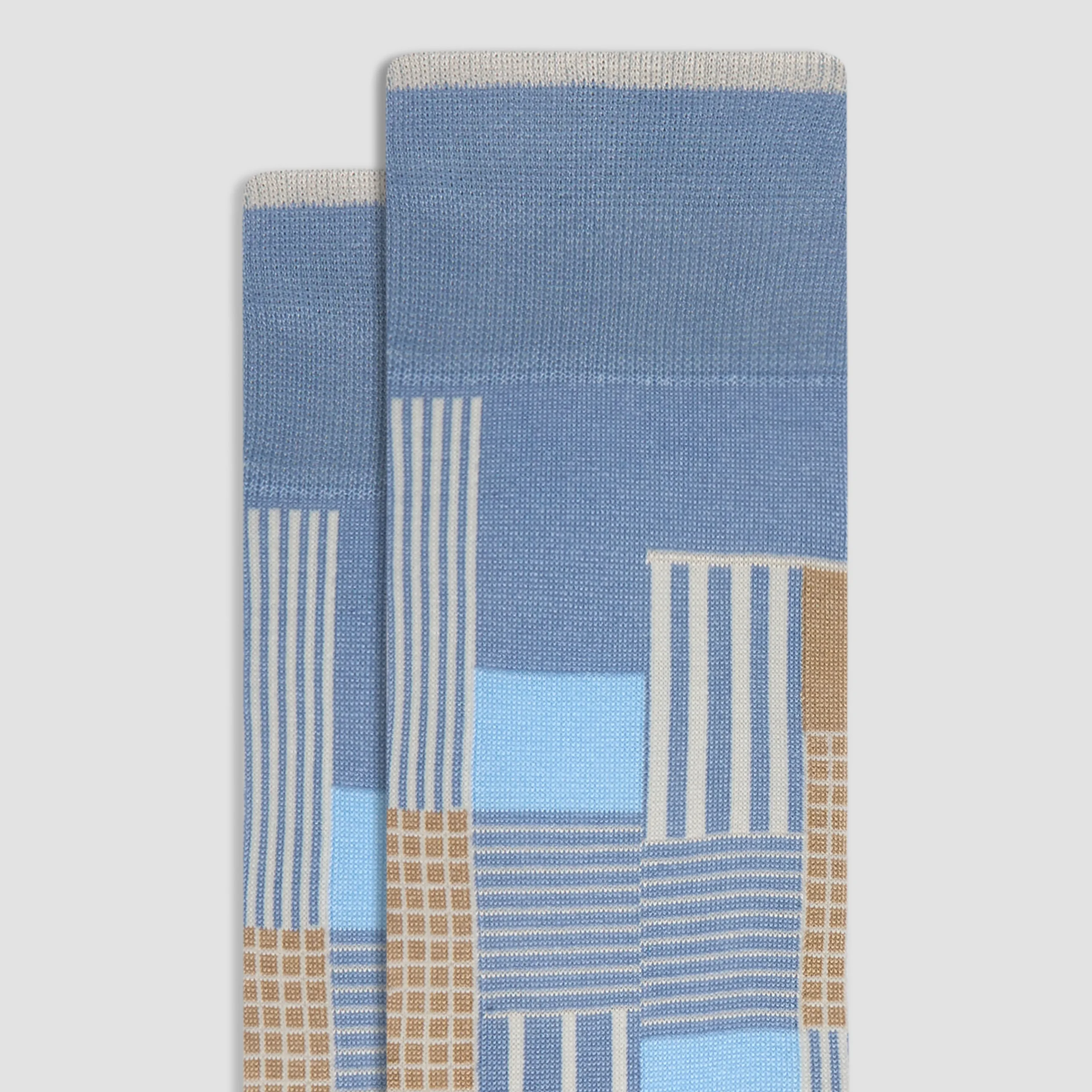 Check-Stripe Mid-Calf Socks