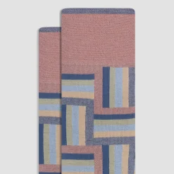 Check-Stripe Mid-Calf Socks