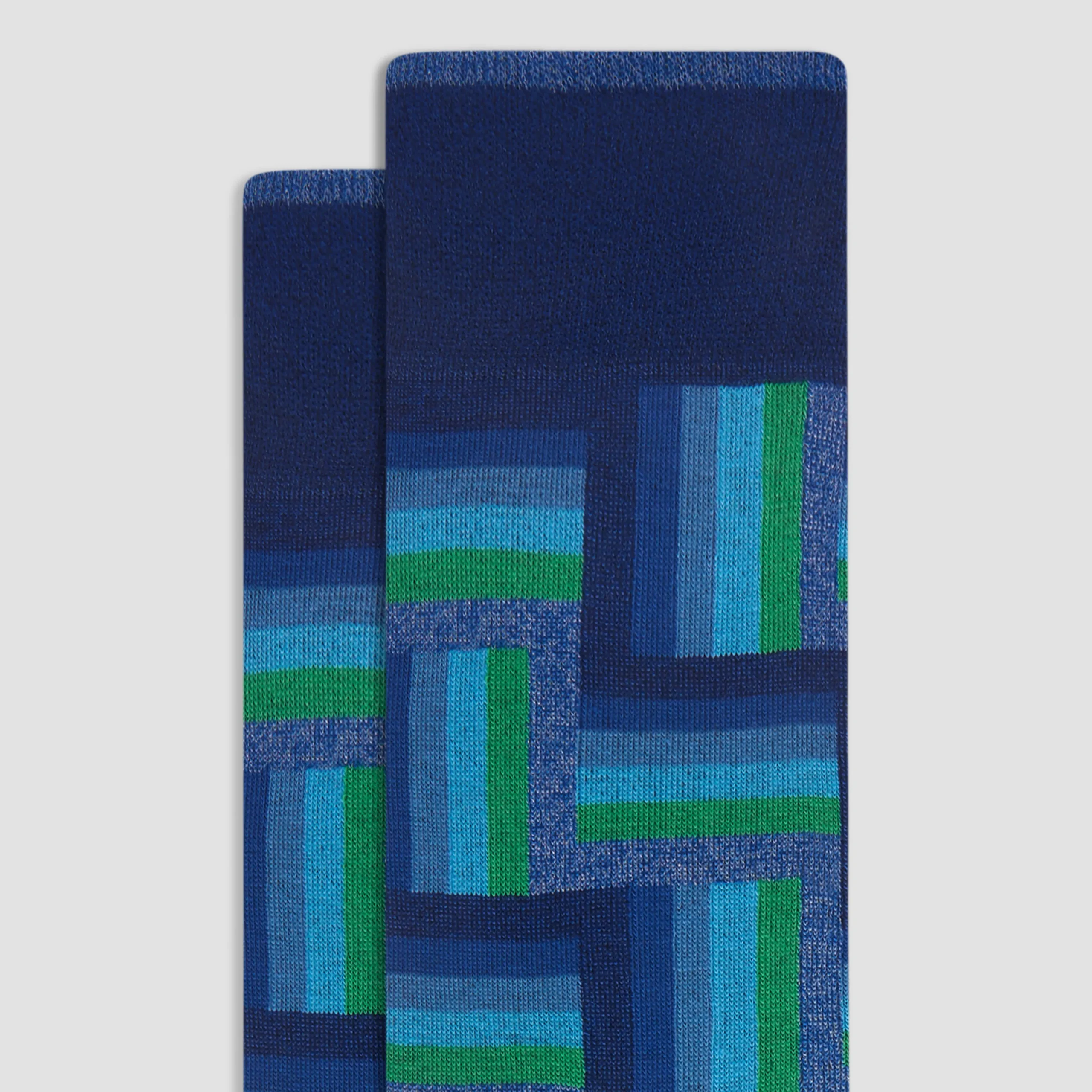Check-Stripe Mid-Calf Socks