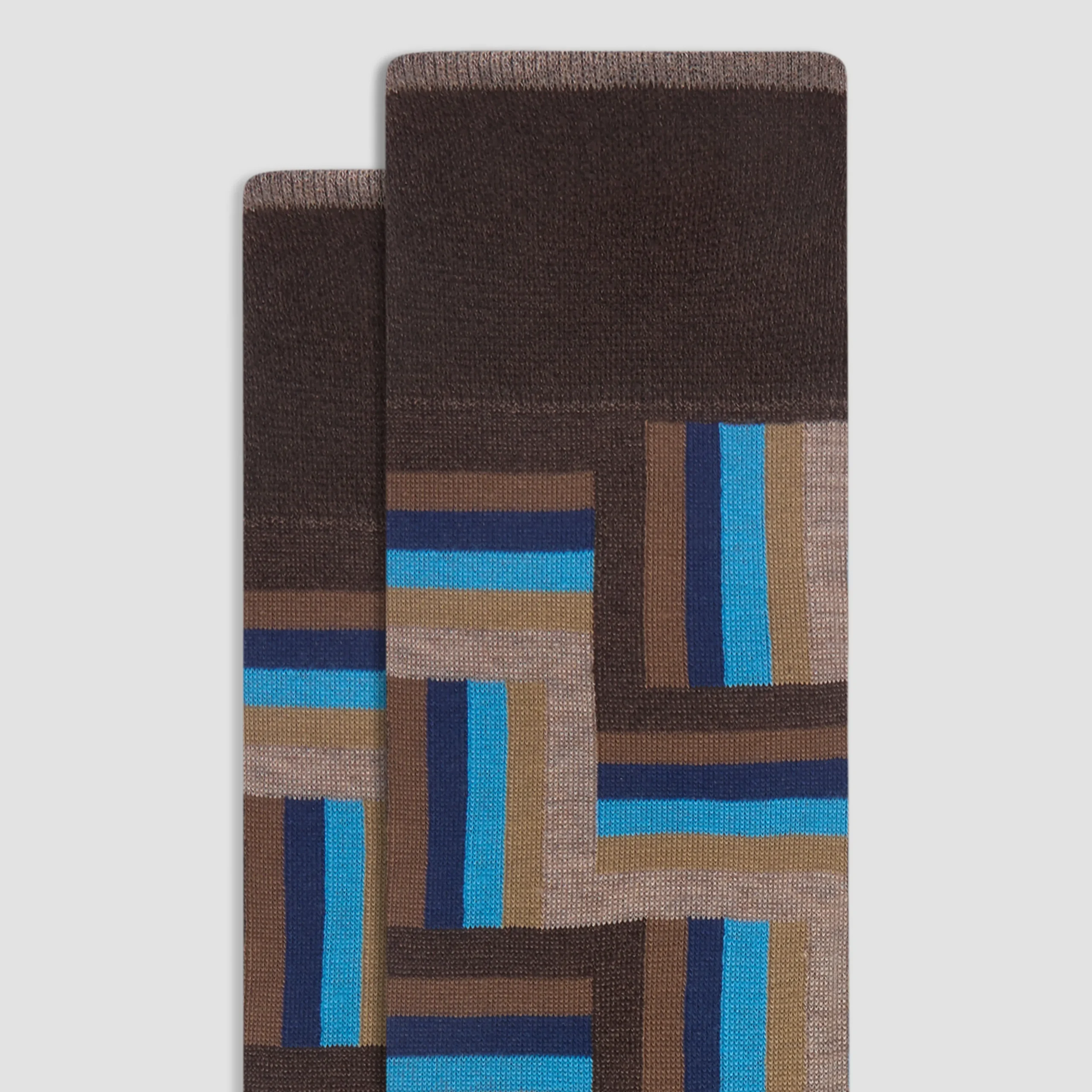 Check-Stripe Mid-Calf Socks