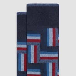 Check-Stripe Mid-Calf Socks