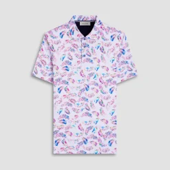 Hendrix Feather Leaf Print Polo Shirt