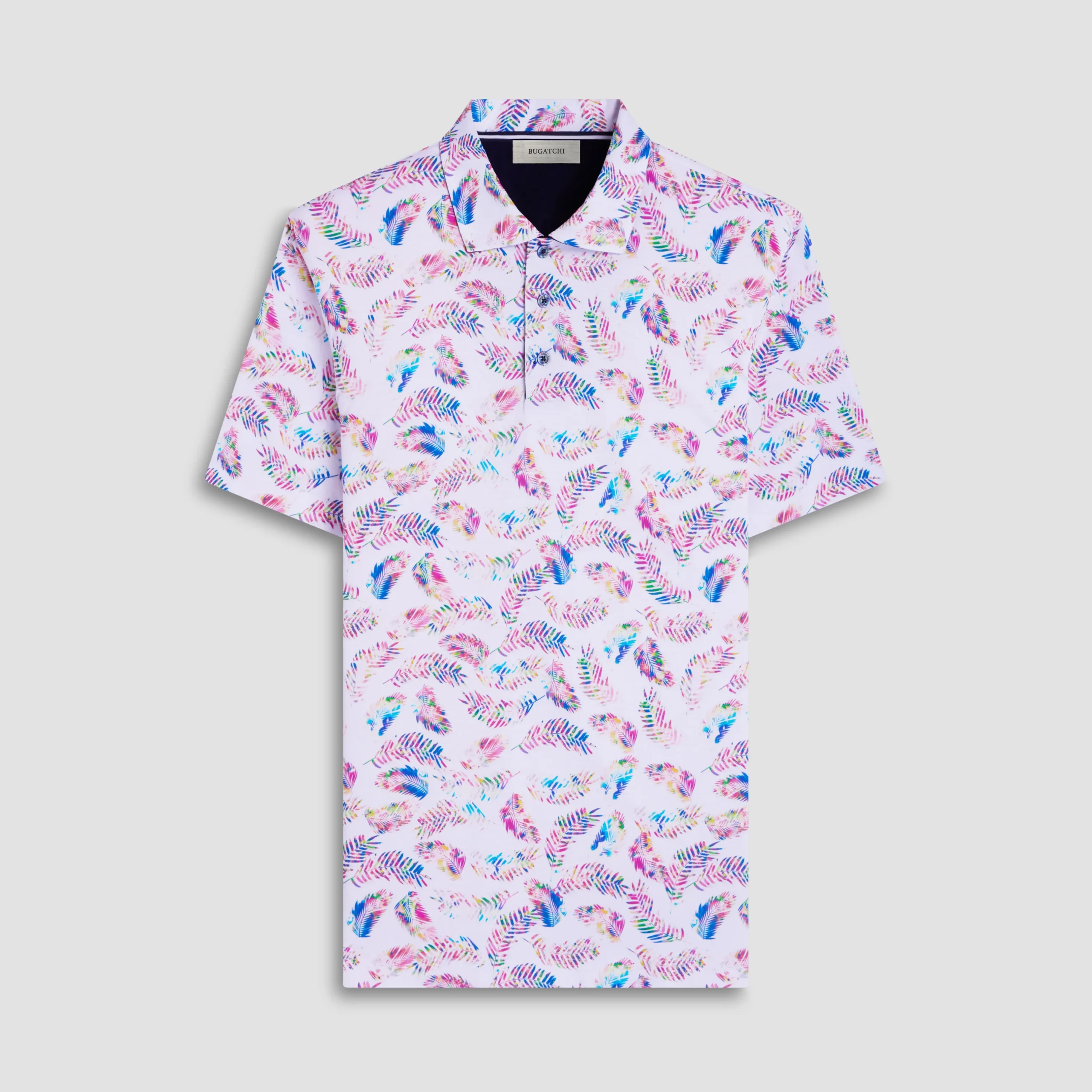 Hendrix Feather Leaf Print Polo Shirt