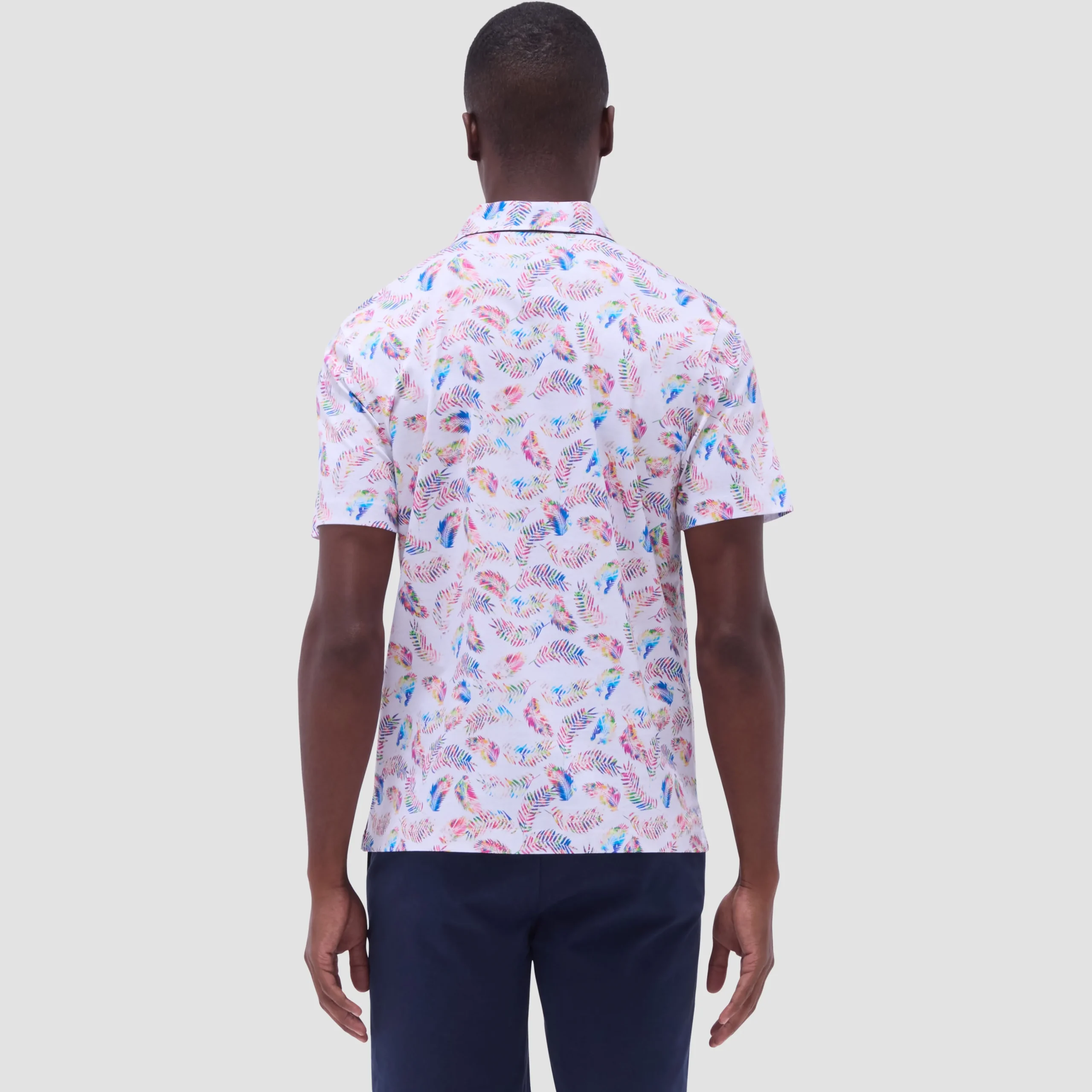 Hendrix Feather Leaf Print Polo Shirt
