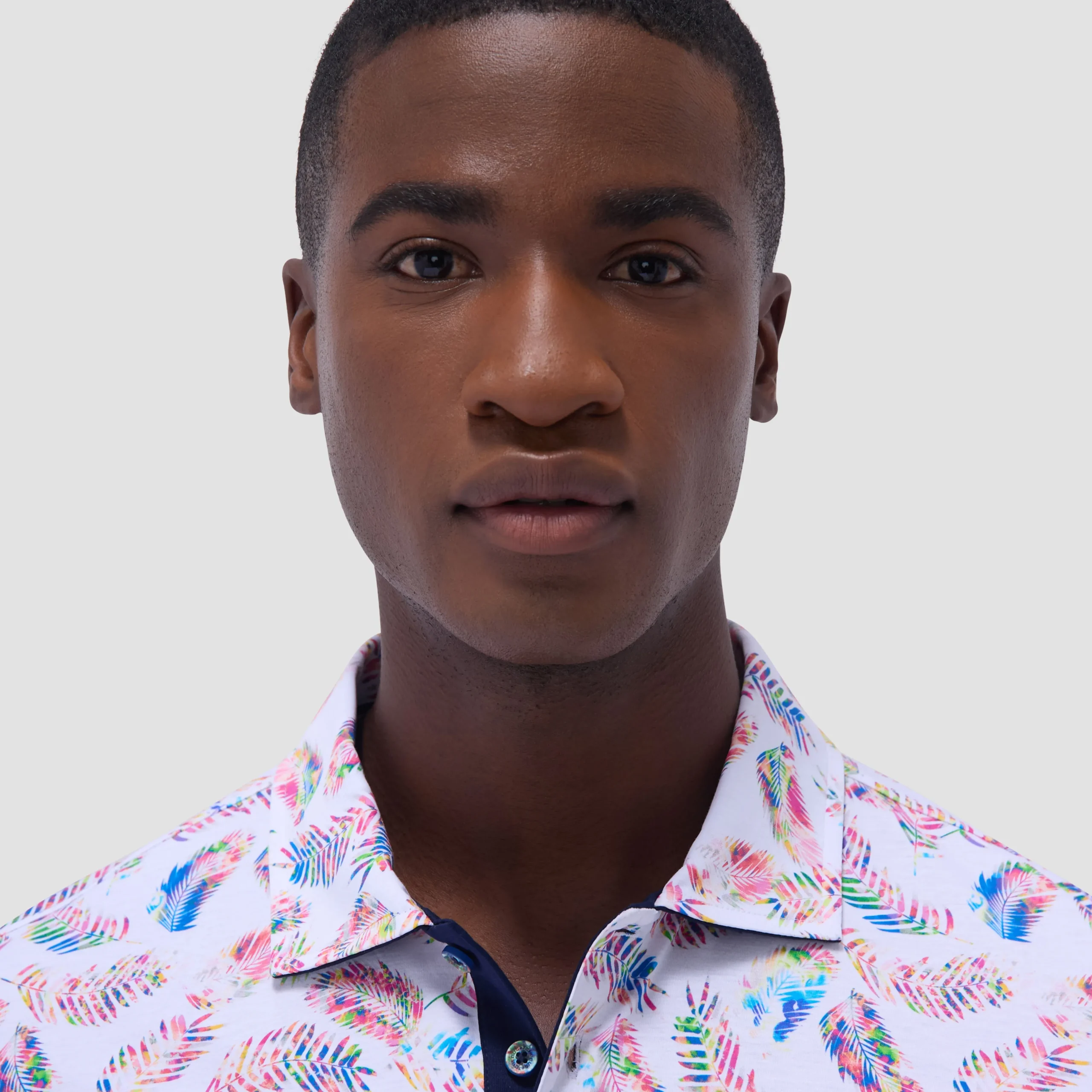 Hendrix Feather Leaf Print Polo Shirt