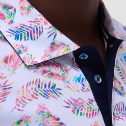 Hendrix Feather Leaf Print Polo Shirt