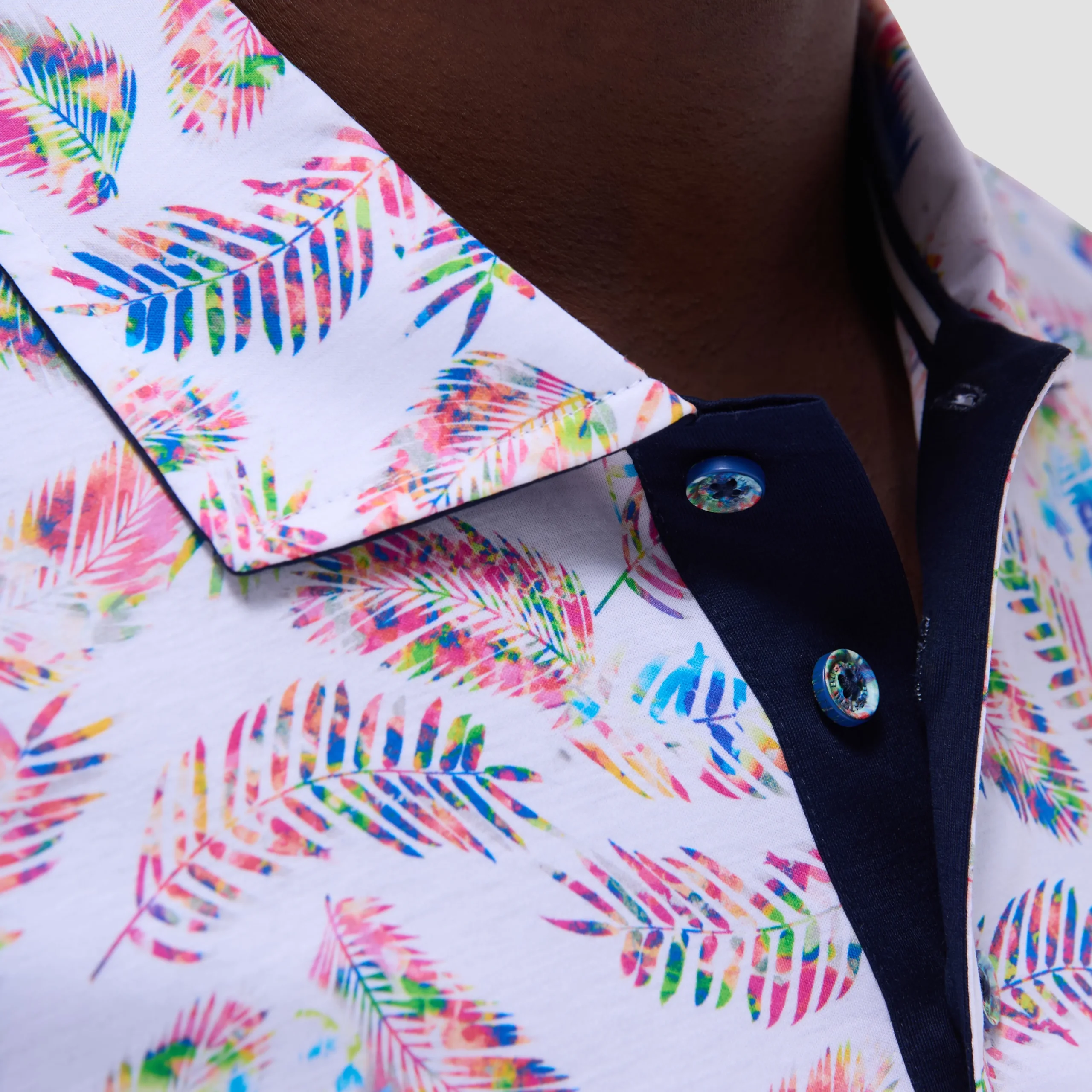 Hendrix Feather Leaf Print Polo Shirt
