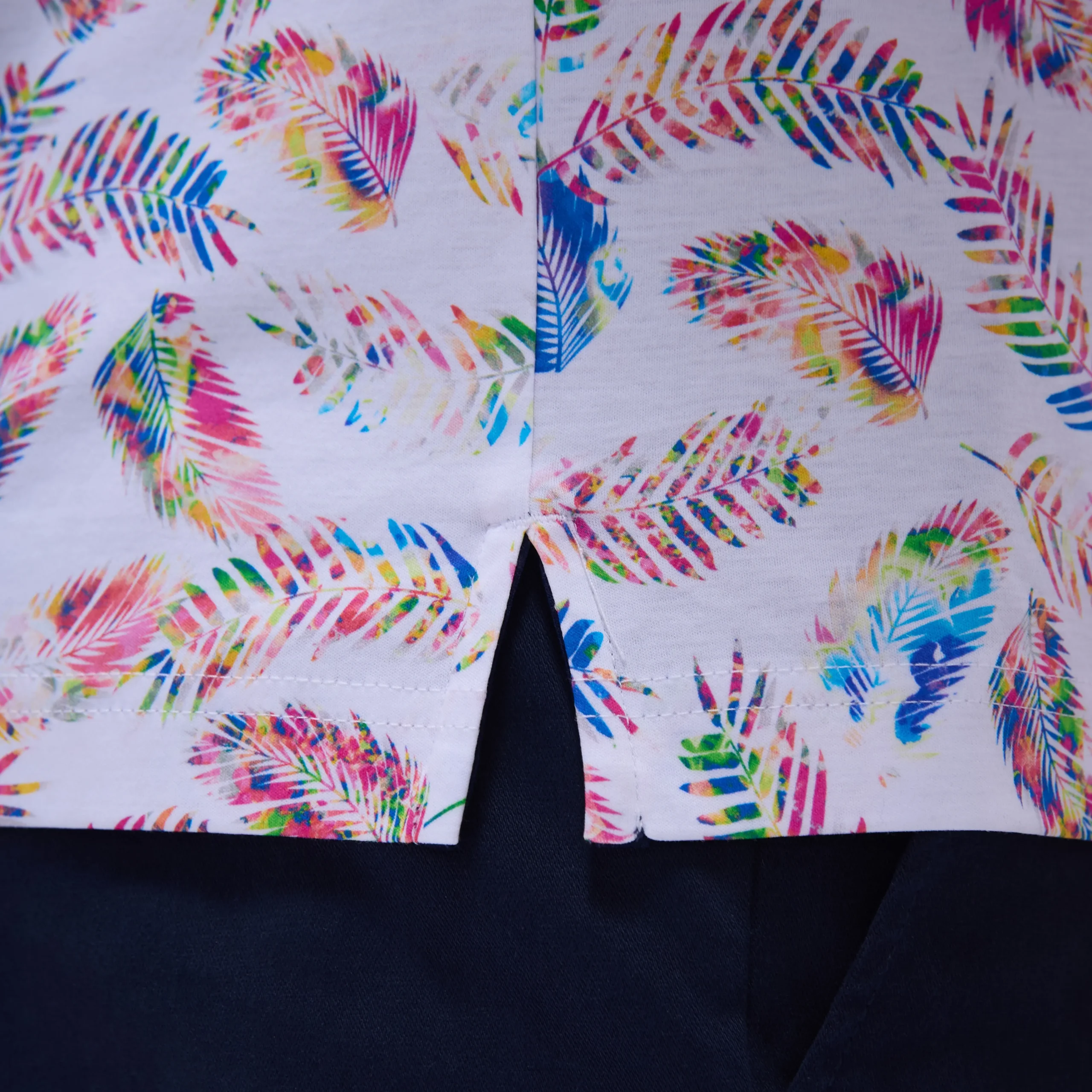 Hendrix Feather Leaf Print Polo Shirt