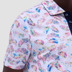 Hendrix Feather Leaf Print Polo Shirt