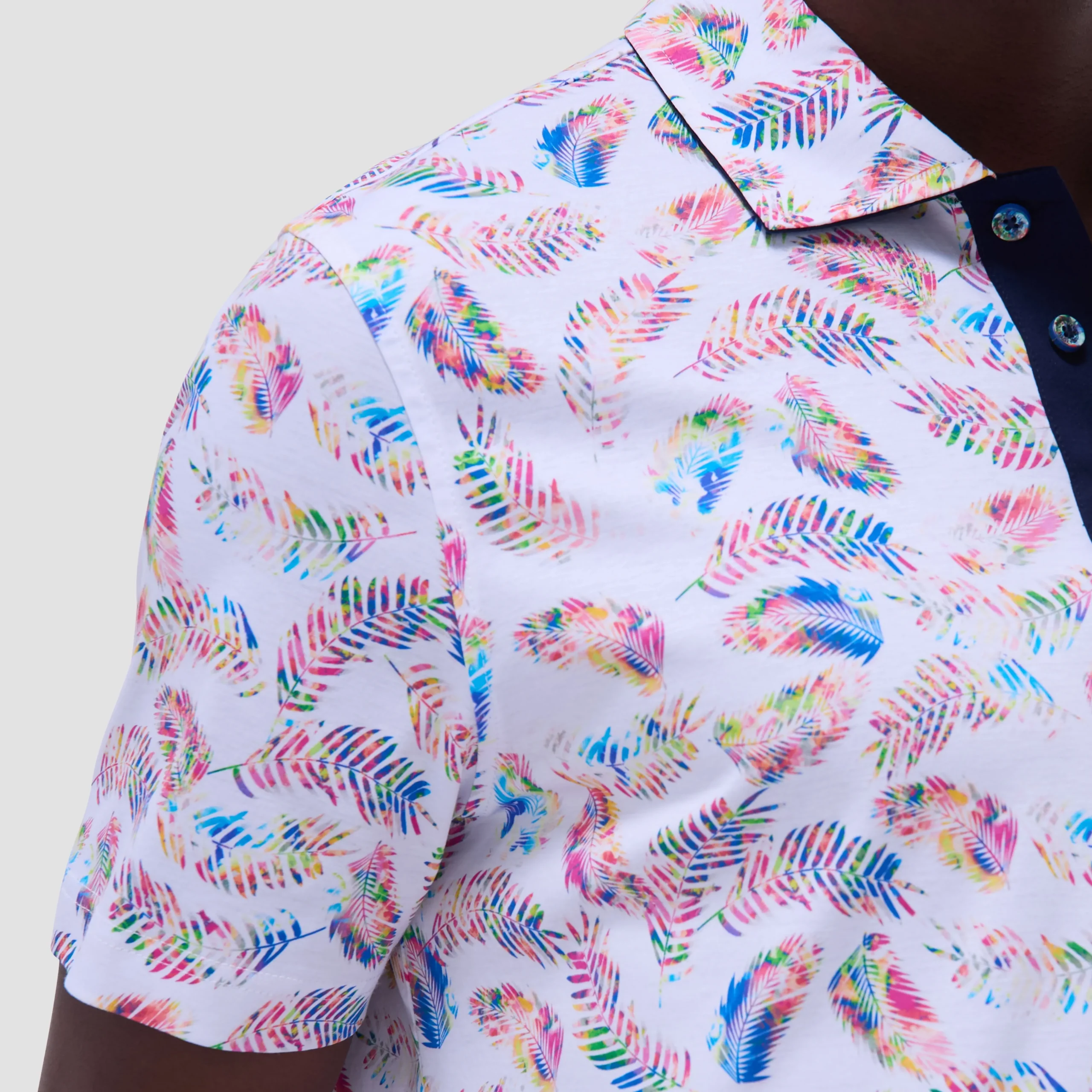 Hendrix Feather Leaf Print Polo Shirt