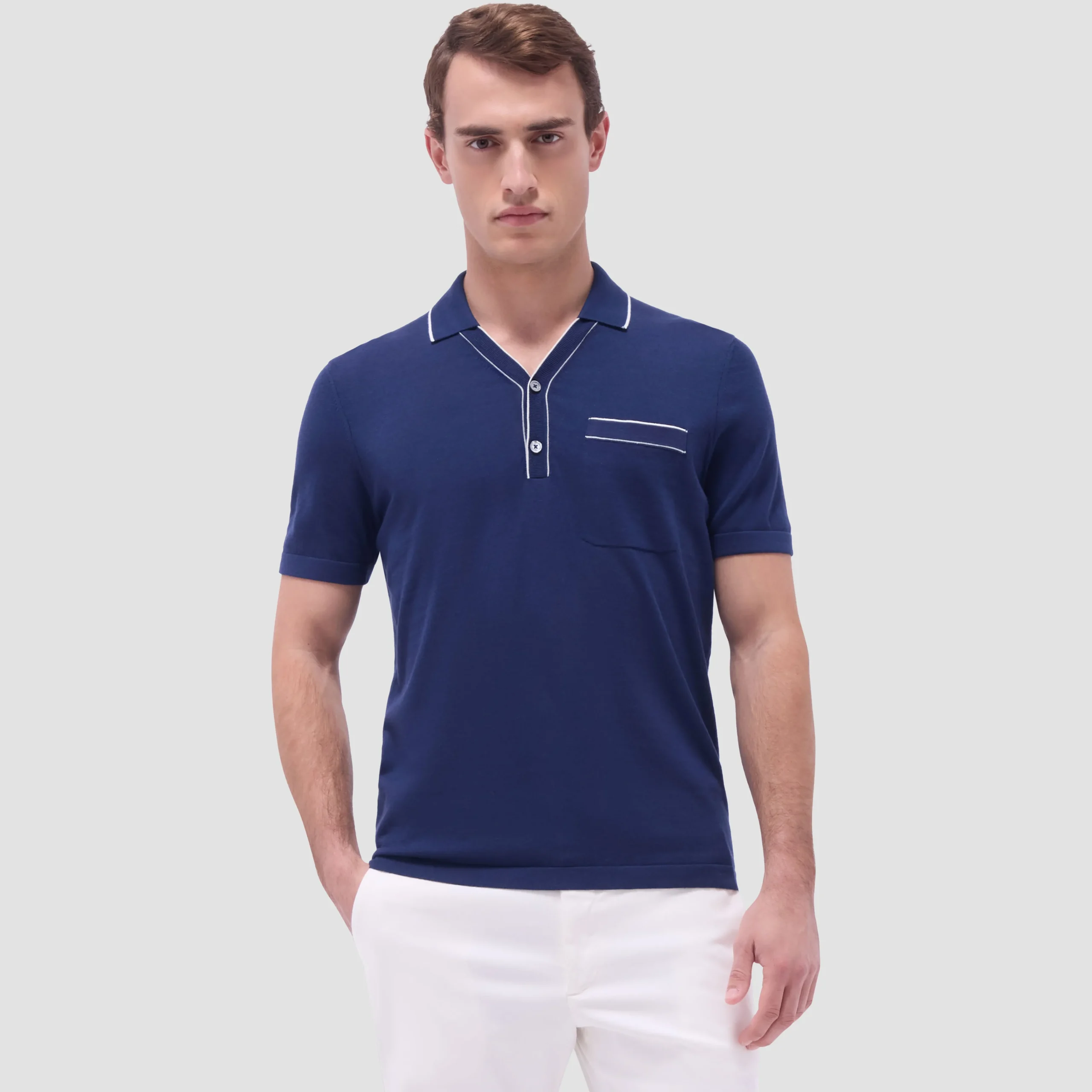 Jersey Knit Short Sleeve Johnny Sweater