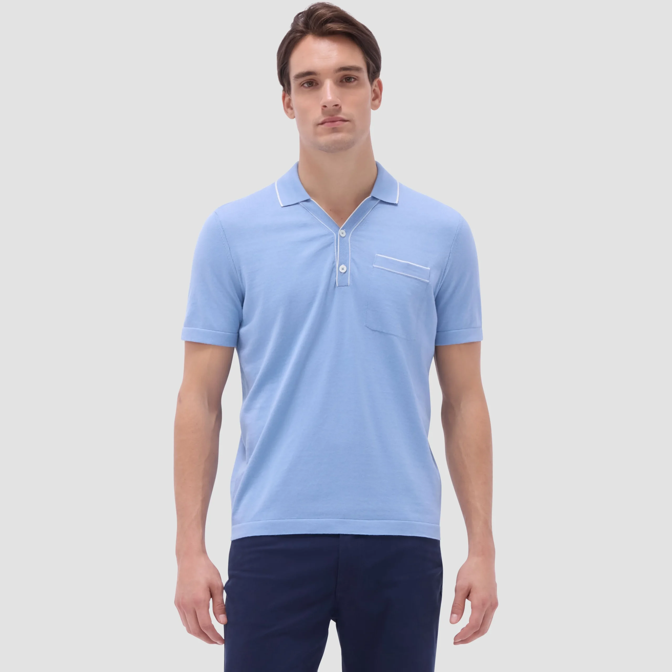 Jersey Knit Short Sleeve Johnny Sweater