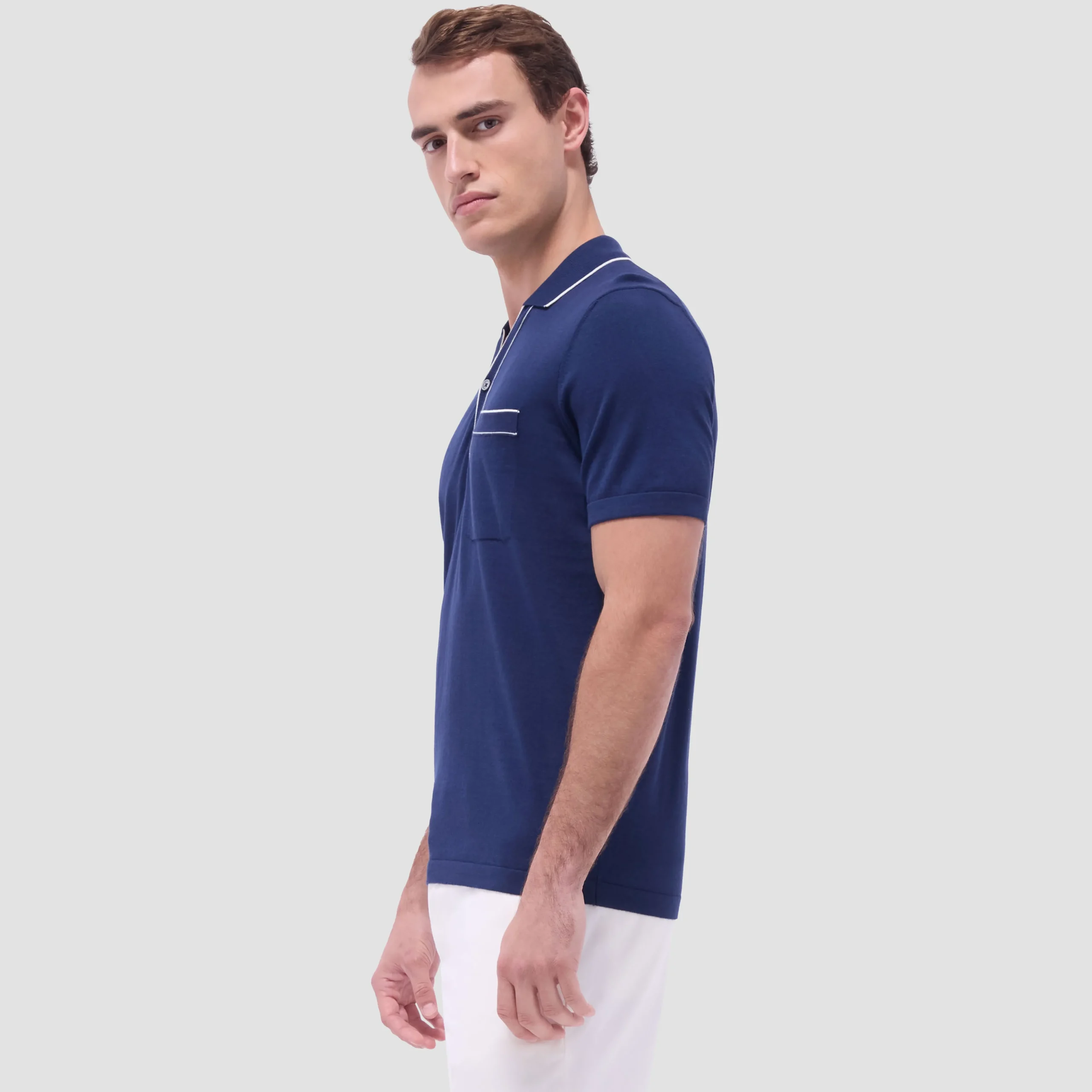 Jersey Knit Short Sleeve Johnny Sweater