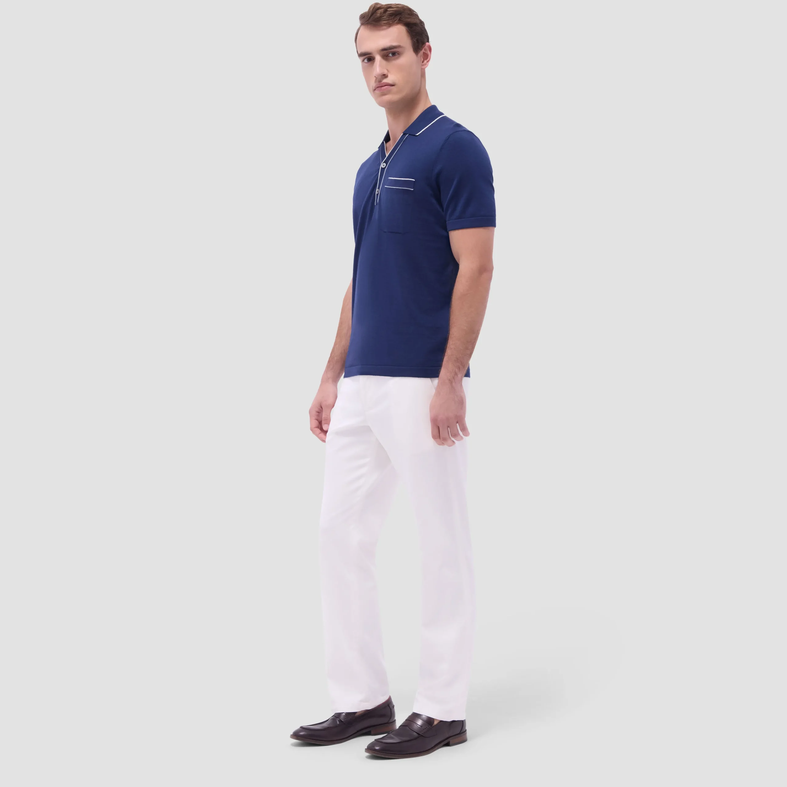 Jersey Knit Short Sleeve Johnny Sweater