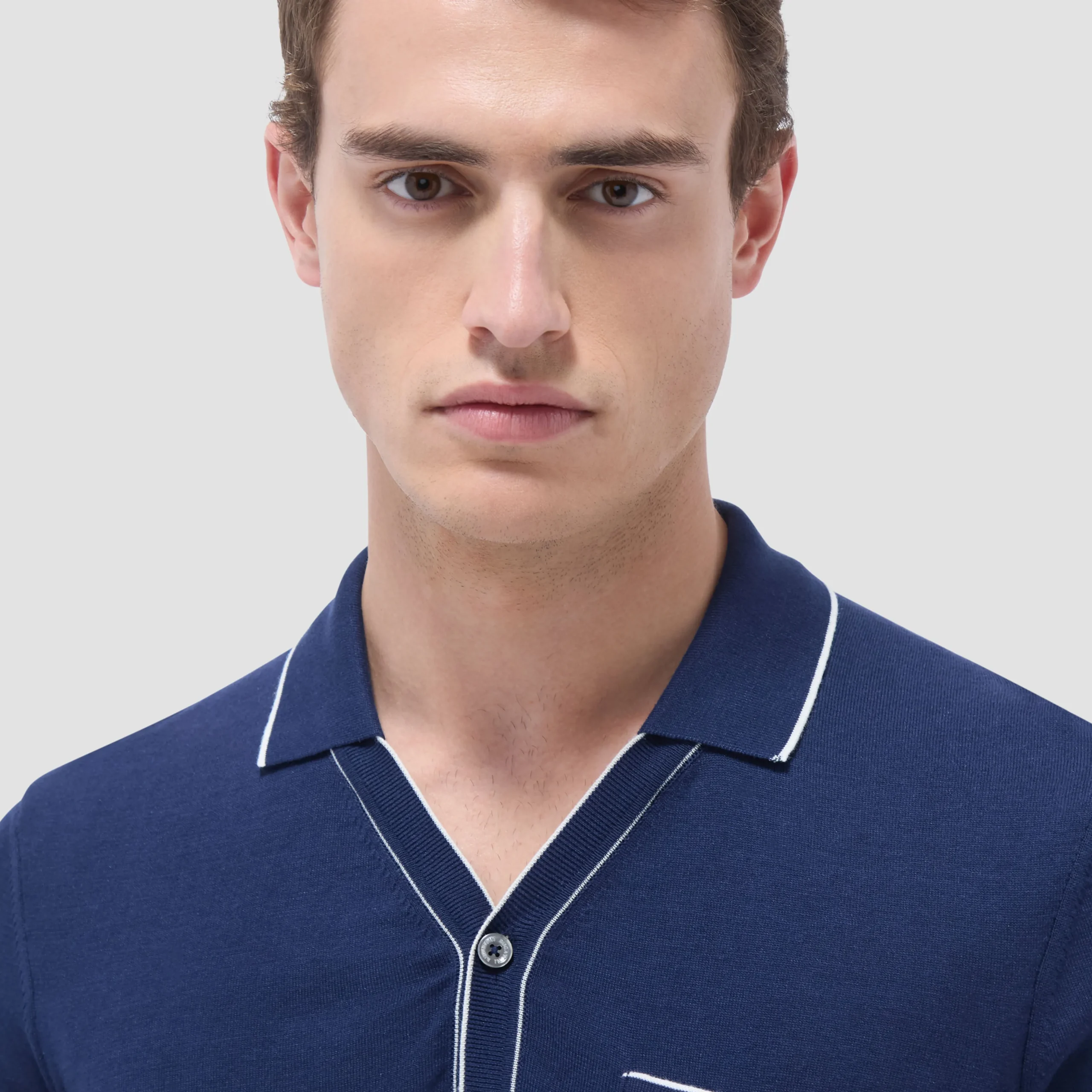 Jersey Knit Short Sleeve Johnny Sweater