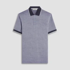 Leaf Print Bird's Eye Polo Shirt