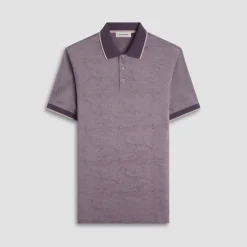 Leaf Print Bird's Eye Polo Shirt