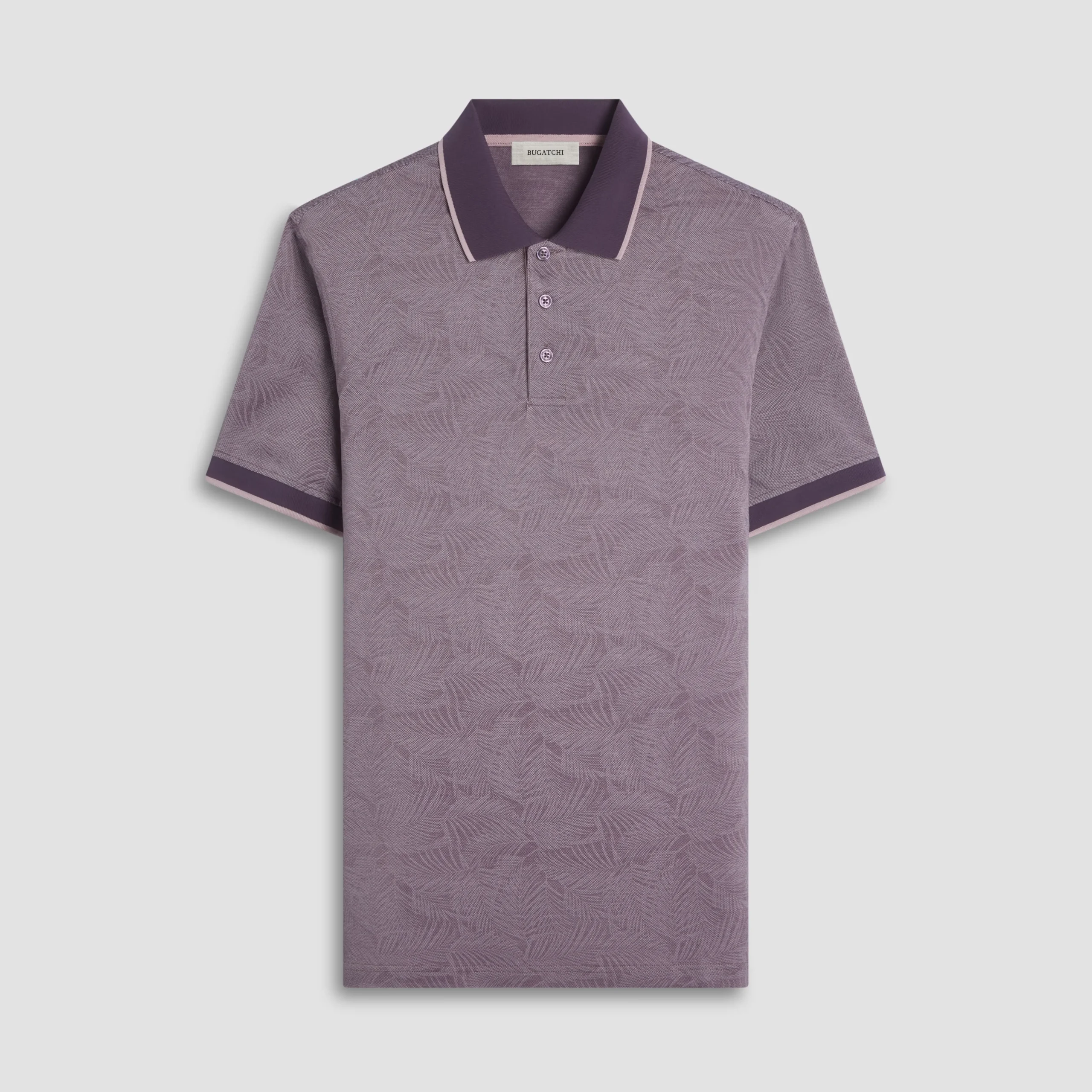 Leaf Print Bird's Eye Polo Shirt