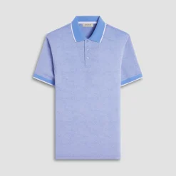 Leaf Print Bird's Eye Polo Shirt