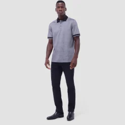 Leaf Print Bird's Eye Polo Shirt