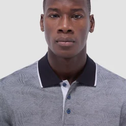 Leaf Print Bird's Eye Polo Shirt