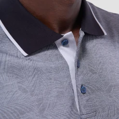 Leaf Print Bird's Eye Polo Shirt
