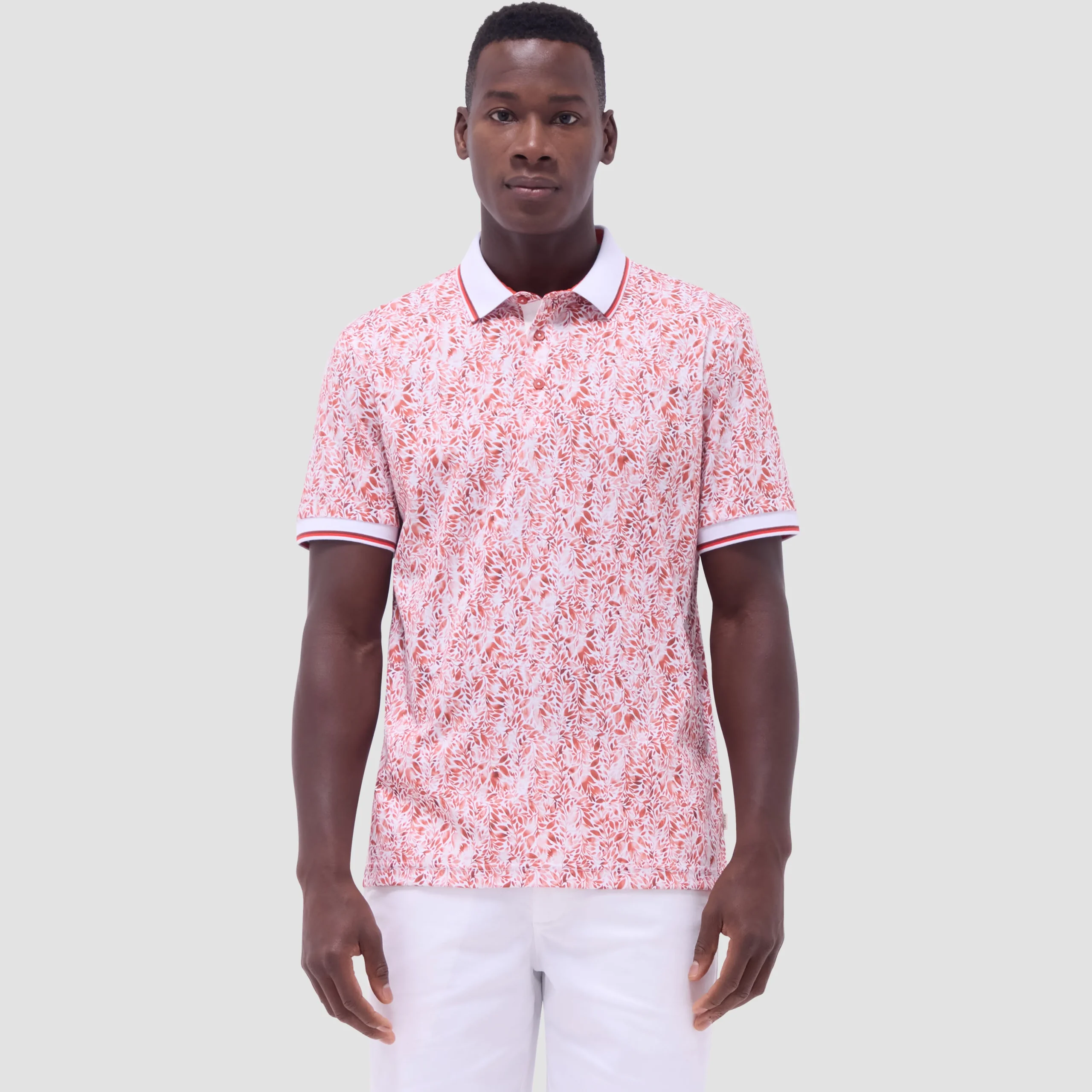 Leaf Print Polo Shirt