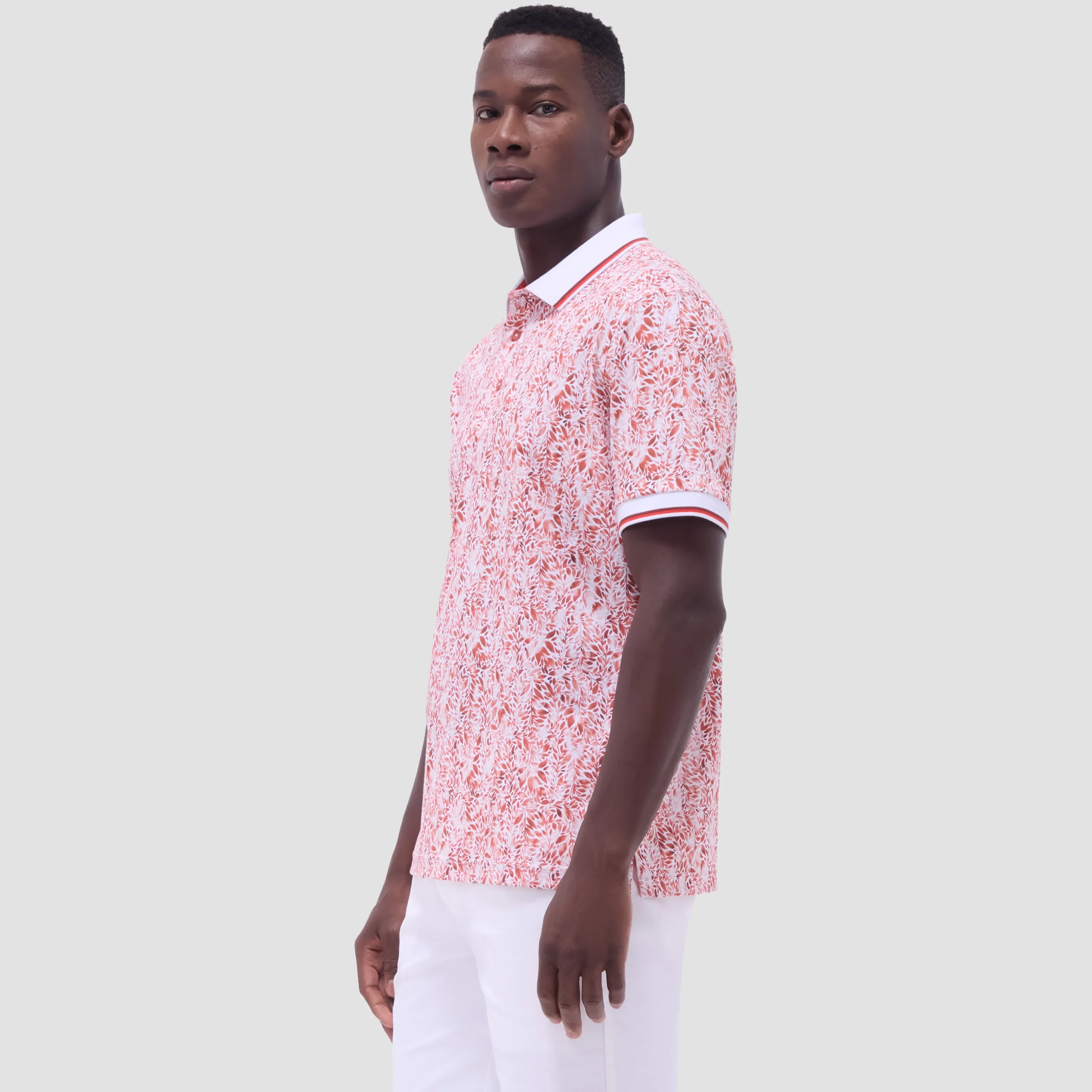 Leaf Print Polo Shirt