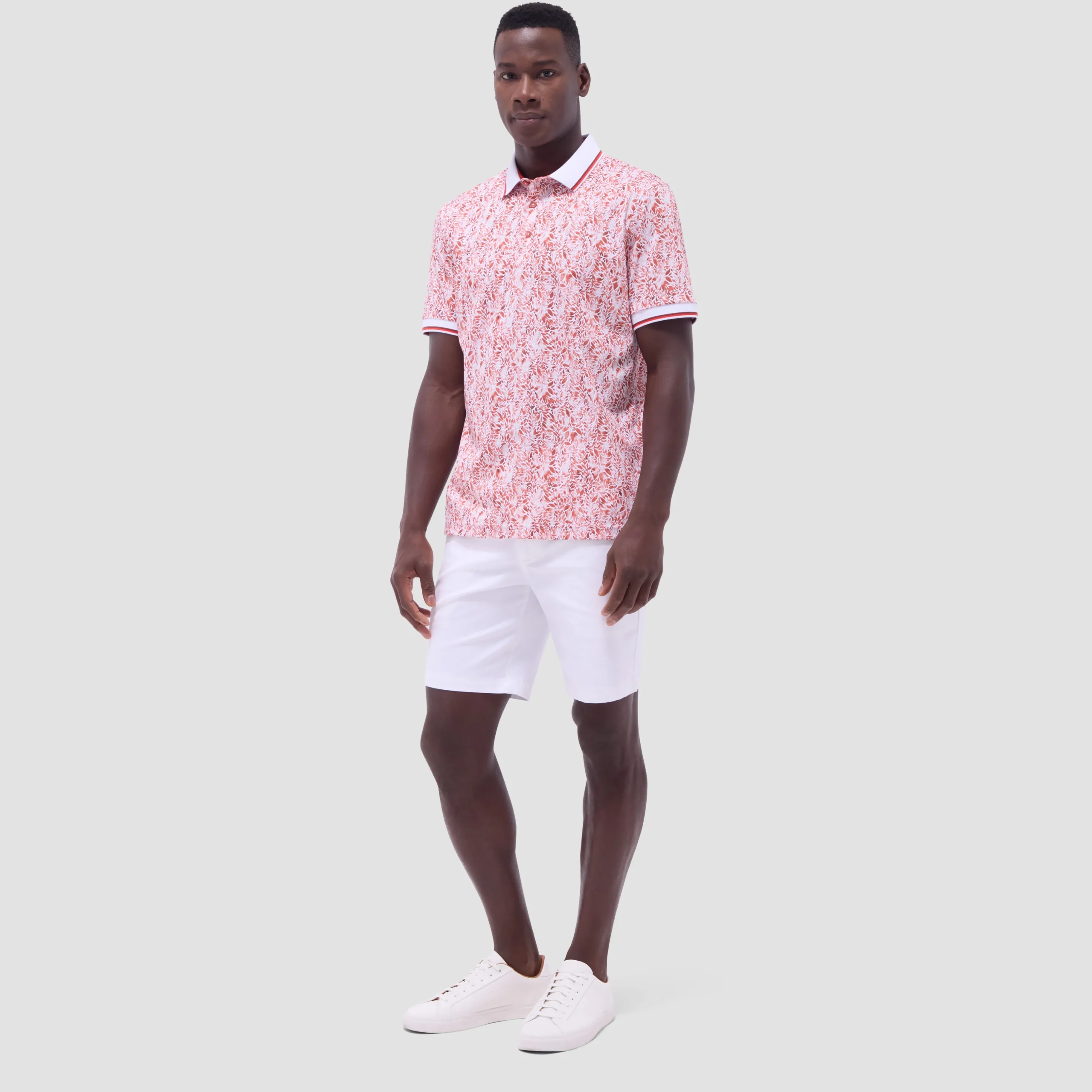 Leaf Print Polo Shirt